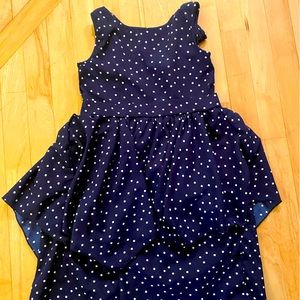 ATUN Navy Blue Polka Dot Girls Dress, size 7-8
